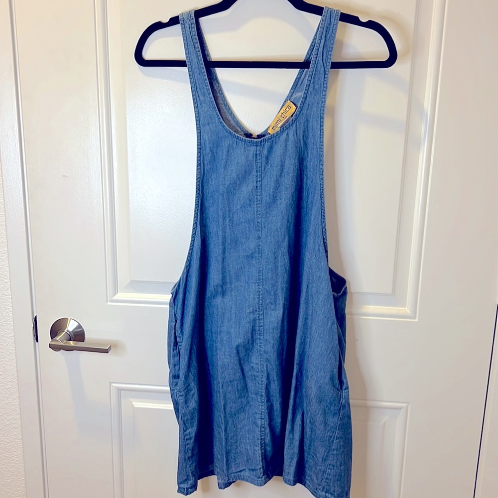 Jean Chambray Overall Dress with Pockets